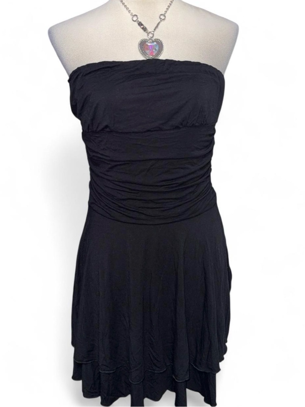 Strapless Black Ruched Women's Dress - Classic Evening Look